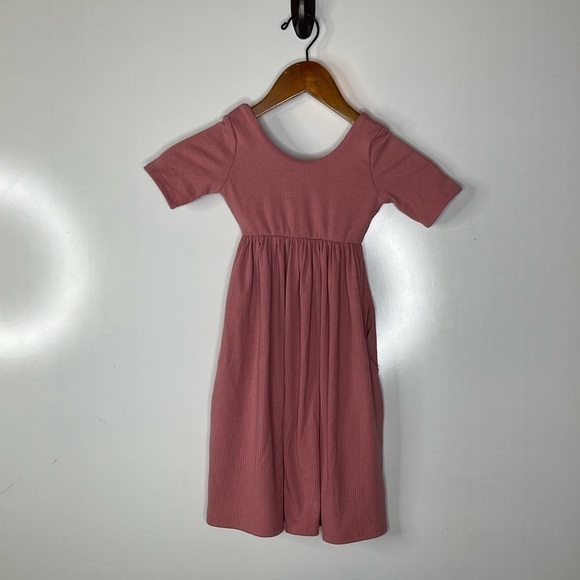 Remie Girl Pink Ribbed Knot Twirl Dress Size 5